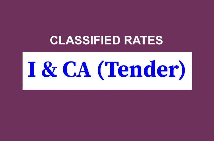  I&CA (Tender) Rate Card
