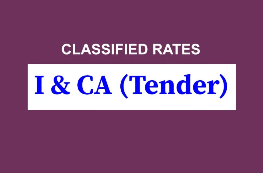  I&CA (Tender) Rate Card